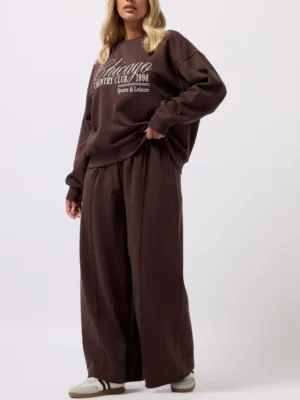 Brown Wide Fit Wide Leg Joggers