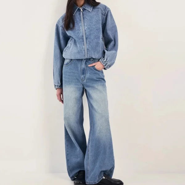 Oversized denim bomber jacket