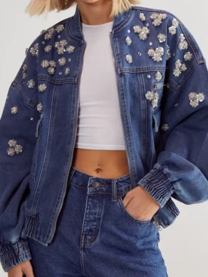 Embellished Flower Applique Jacket Embellished Flower Applique Jacket
