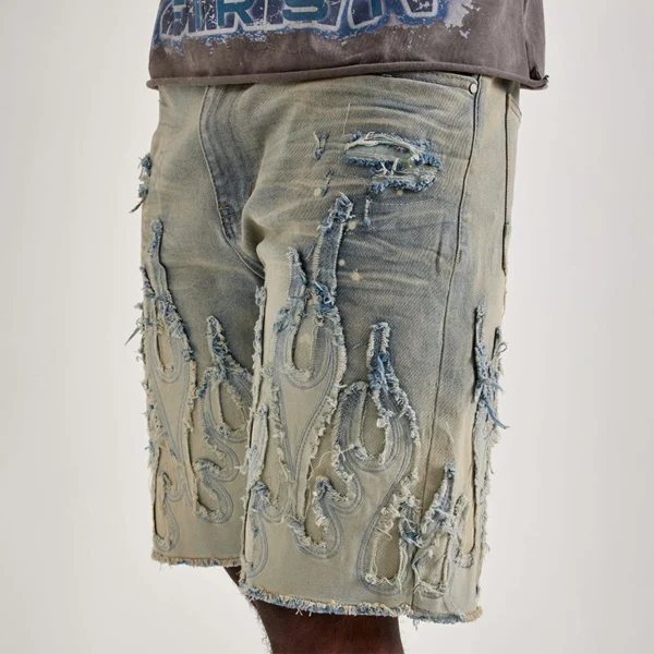 Distressed Flame Denim Jorts Distressed Flame Denim Jorts