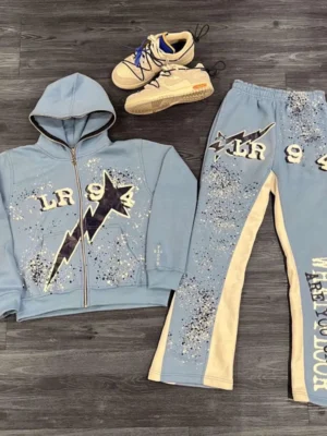 Splatter Flare Pants Zip Hoodie Set Splatter Flare Pants Zip Hoodie Set