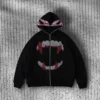 Rhinestone Vampire Fangs Zip-Up Hoodie