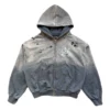 Distressed Washed Zip Hooded Sweatshirt
