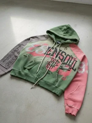 Colorblock Patchwork Cropped Zip Hoodie Colorblock Patchwork Cropped Zip Hoodie