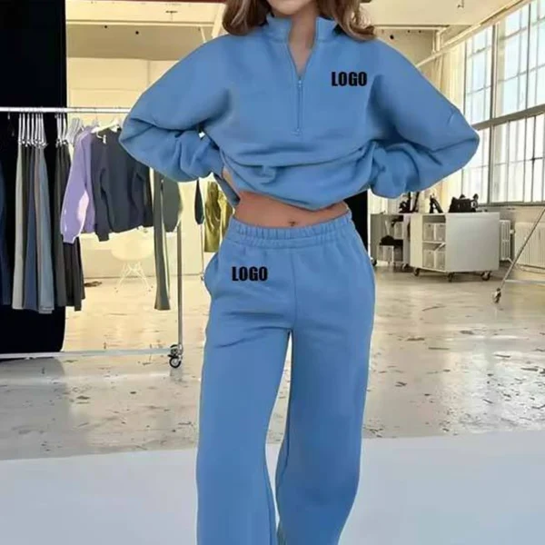 Sky Blue Quarter Zip Sweatshirt Set Sky Blue Quarter Zip Sweatshirt Set