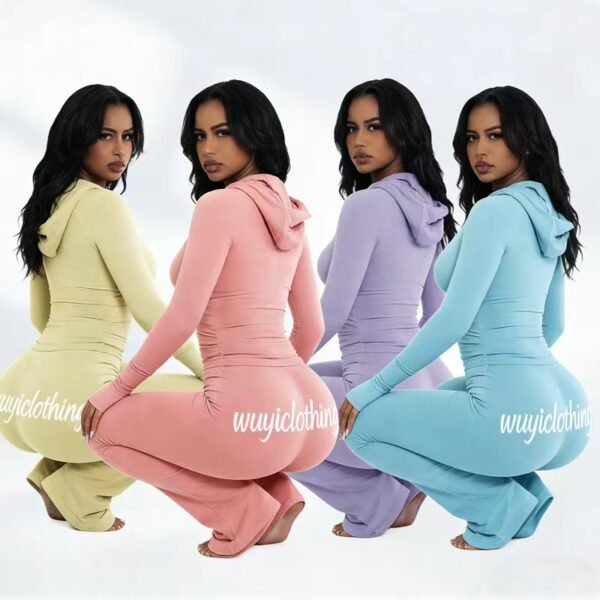 Hooded Bodycon Flare Jumpsuit