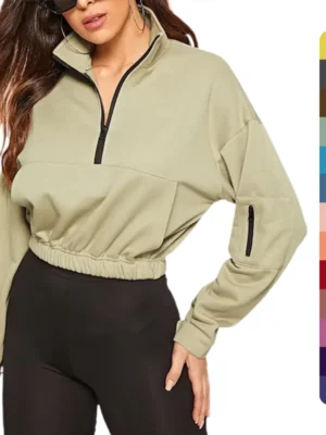 Cropped Half Zip Pocket Sweatshirt Cropped Half Zip Pocket Sweatshirt