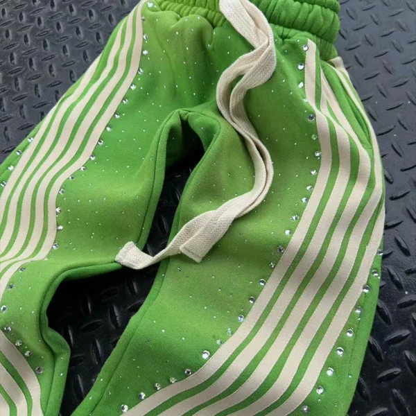 Green Rhinestone Stripe Flare Sweatpants Green Rhinestone Stripe Flare Sweatpants