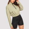 Cropped Half Zip Pocket Sweatshirt