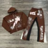 Splatter Flare Pants Zip Hoodie Set