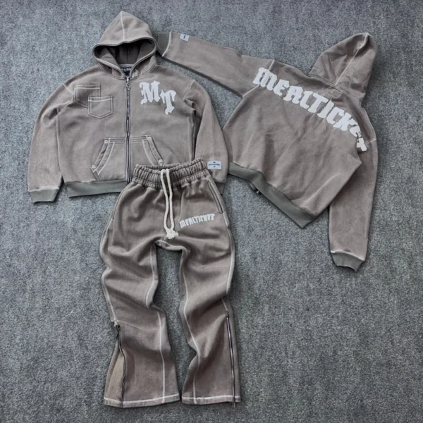 Washed Flare Tracksuit Set Washed Flare Tracksuit Set