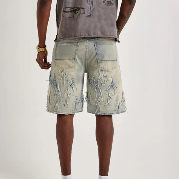 Distressed Flame Denim Jorts Distressed Flame Denim Jorts