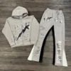 Splatter Flare Pants Zip Hoodie Set
