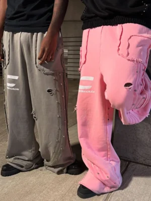 Distressed Studded Sweatpants