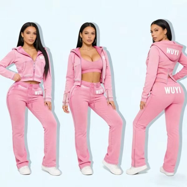 Sunfaded Zip-Up Three Piece Tracksuit Set Sunfaded Zip-Up Three Piece Tracksuit Set