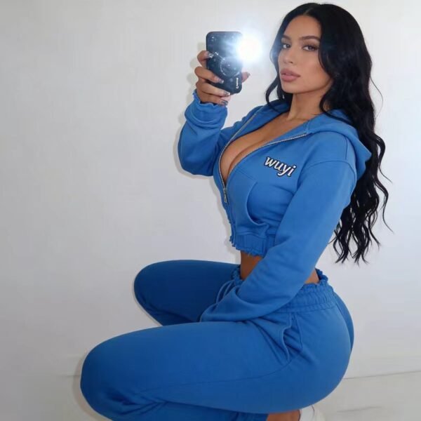 Cropped Zip-Up Fitted Tracksuit Set