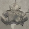 Grey Washed Distressed Cropped Zip Hoodie Grey Washed Distressed Cropped Zip Hoodie
