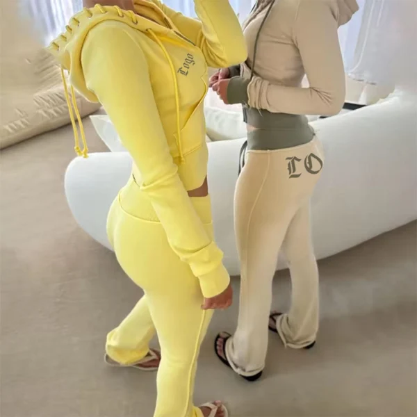 Cropped Flare Velour Tracksuit Set