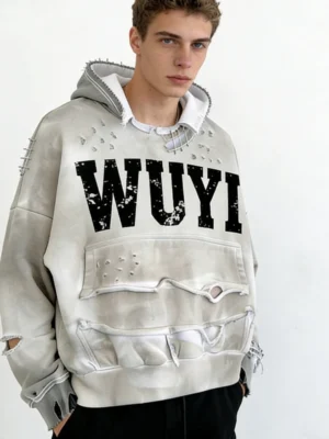 Distressed WUYI Washed Hoodie
