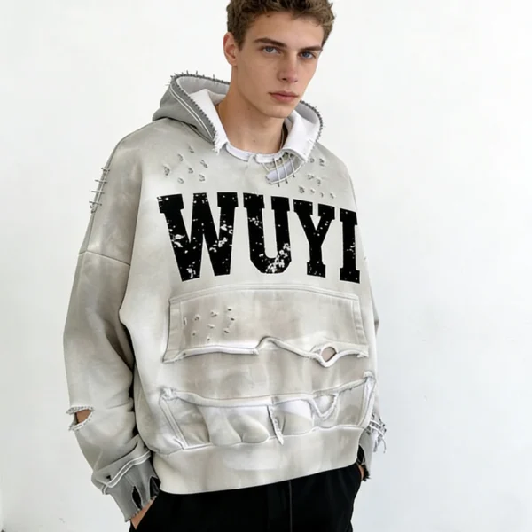 Distressed WUYI Washed Hoodie