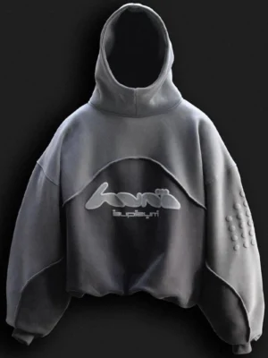 Grey Cropped WUYI Embossed Hoodie Grey Cropped WUYI Embossed Hoodie