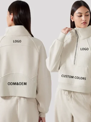 Quarter-Zip Cropped High Neck Tracksuit Set