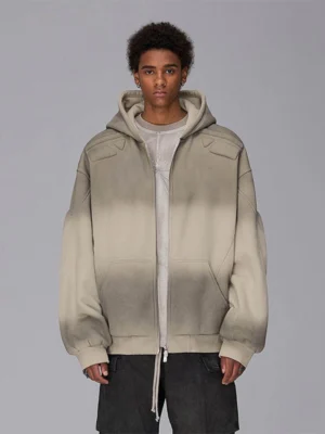 Gradient Washed Full-Zip Oversized Hoodie Gradient Washed Full-Zip Oversized Hoodie
