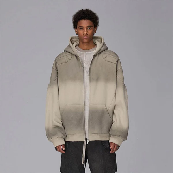 Gradient Washed Full-Zip Oversized Hoodie Gradient Washed Full-Zip Oversized Hoodie
