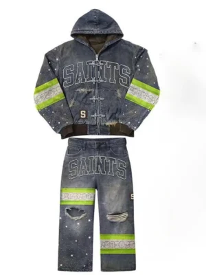 SAINTS Firefighter Style Denim Tracksuit Set