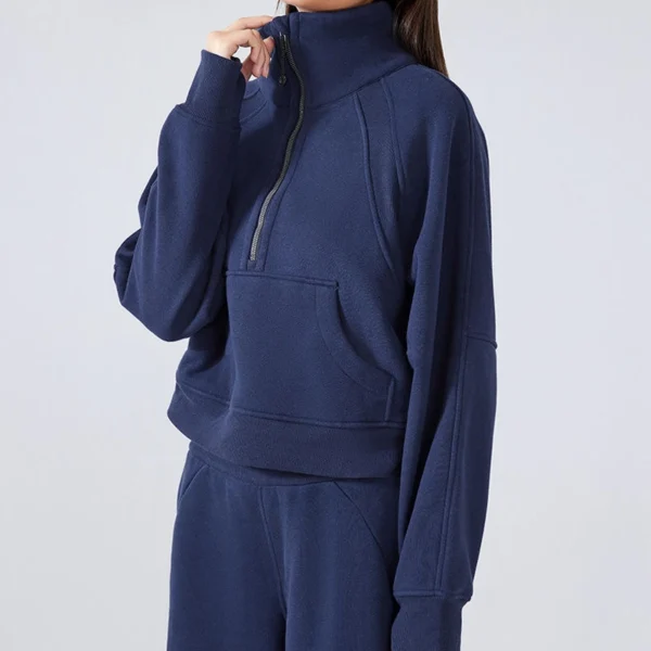 Quarter-Zip Cropped High Neck Tracksuit Set