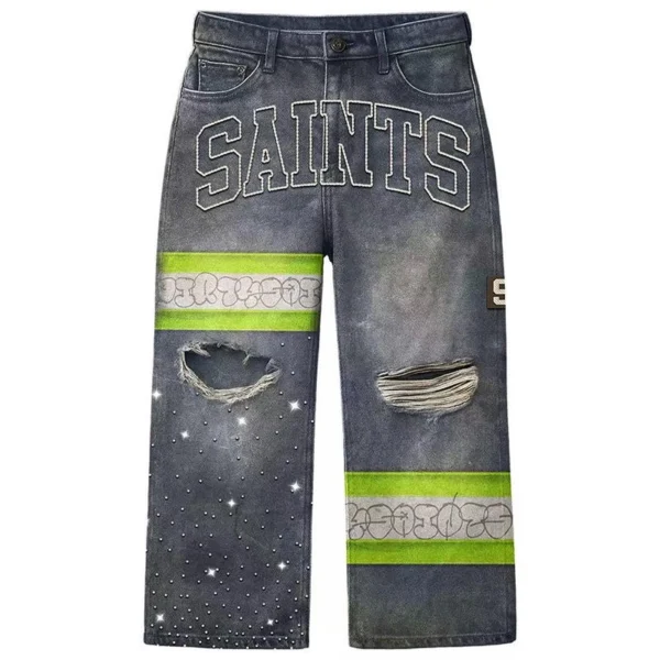 SAINTS Firefighter Style Denim Tracksuit Set