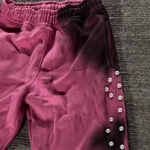 Burgundy Gradient Studded Sweatpants Burgundy Gradient Studded Sweatpants