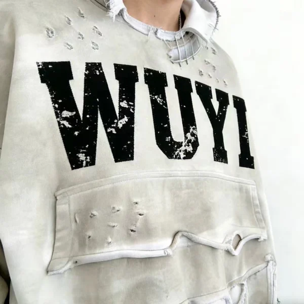 Distressed WUYI Washed Hoodie