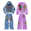 Patchwork Studded Streetwear Tracksuit Set Patchwork Studded Streetwear Tracksuit Set