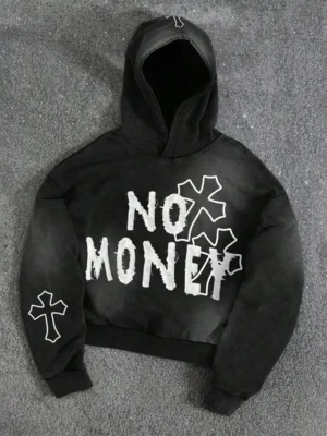 Distressed Washed Cropped Hooded Sweatshirt Distressed Washed Cropped Hooded Sweatshirt