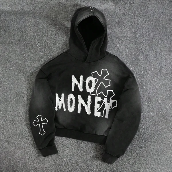 Distressed Washed Cropped Hooded Sweatshirt Distressed Washed Cropped Hooded Sweatshirt