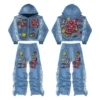 Patchwork Studded Streetwear Tracksuit Set Patchwork Studded Streetwear Tracksuit Set
