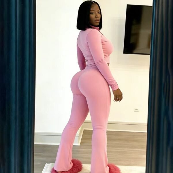 Zip-Up Cropped Flare Tracksuit Set