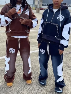 Gothic Patch Contrast Tracksuit Set