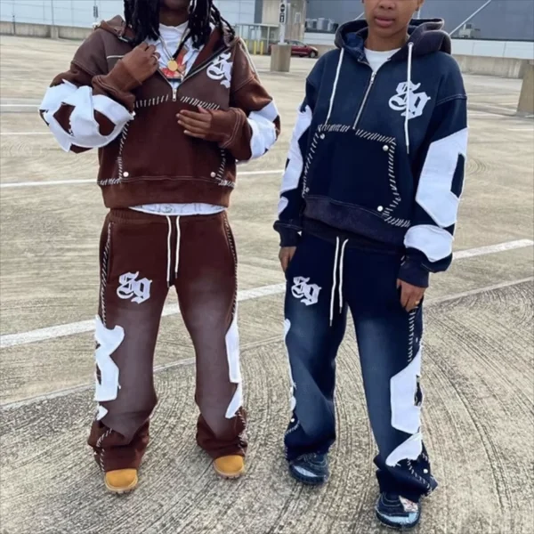 Custom Clothing Printing 2026: Trends, Quality & Trusted Manufacturing with WUYIclothing Gothic Patch Contrast Tracksuit Set