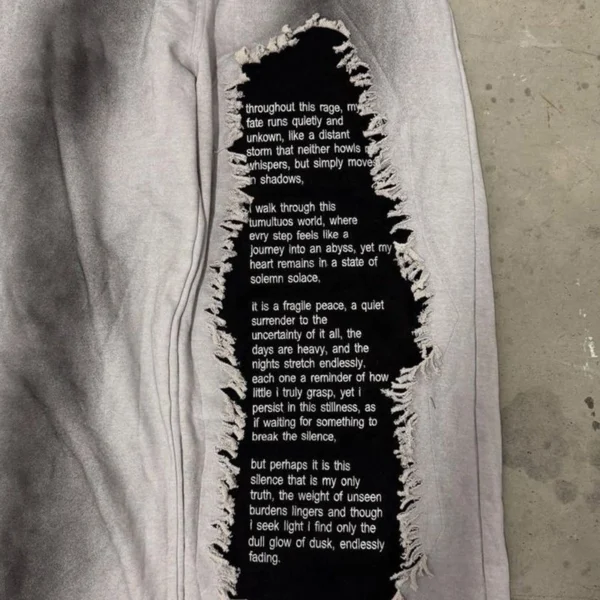 Grey Washed Text Patch Sweatpants Grey Washed Text Patch Sweatpants