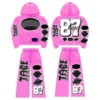 Pink 87 TAGE Patch Streetwear Tracksuit Set