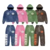 Washed Rhinestone Logo Streetwear Tracksuit Set
