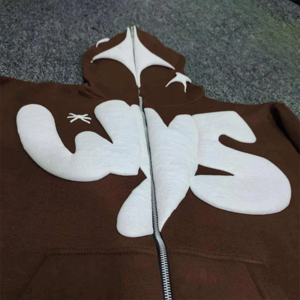 Chenille Patch Full-Zip Oversized Hoodie