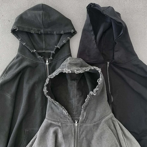 Frayed Hem Sunfaded Oversized Hoodie