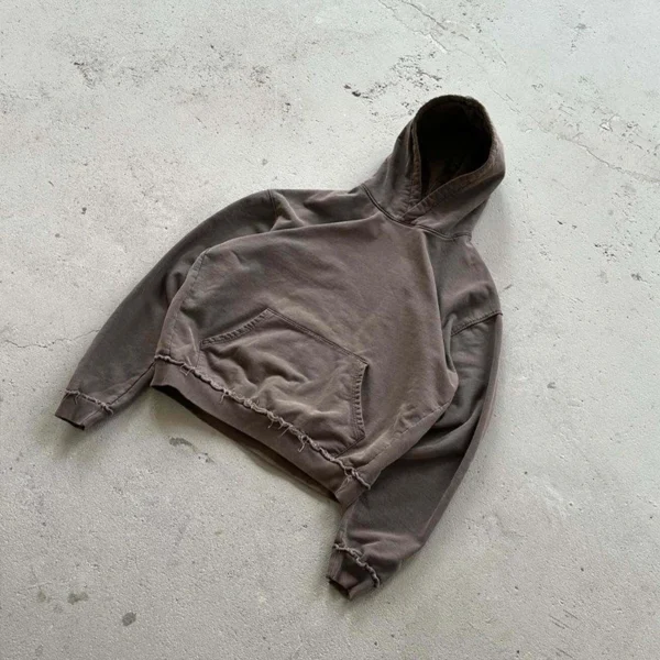 Frayed Hem Sunfaded Oversized Hoodie