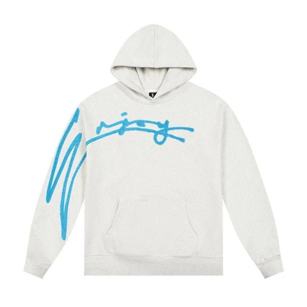 Blue Chenille Wave Oversized Hoodie