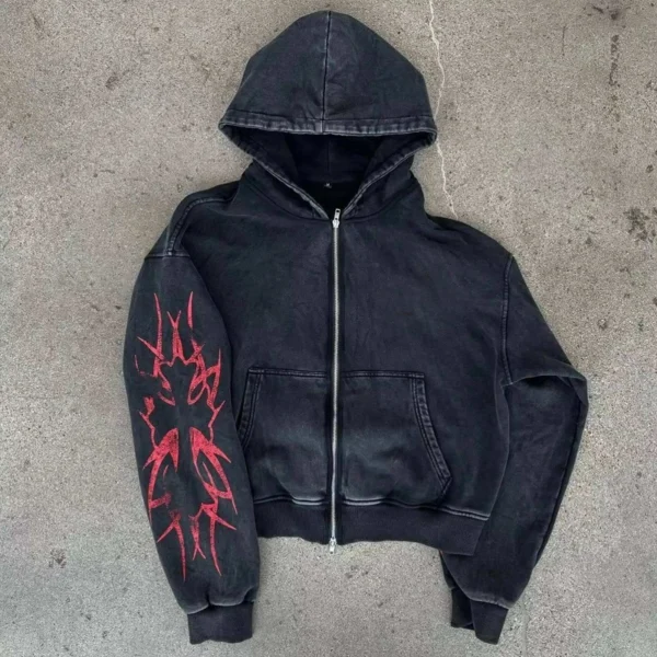 Washed Cropped Zip Hooded Sweatshirt Washed Cropped Zip Hooded Sweatshirt