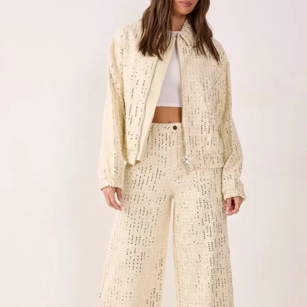 Denim Sequin Bomber Jacket Denim Sequin Bomber Jacket