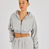 Women Cropped Zip-Up Hoodie